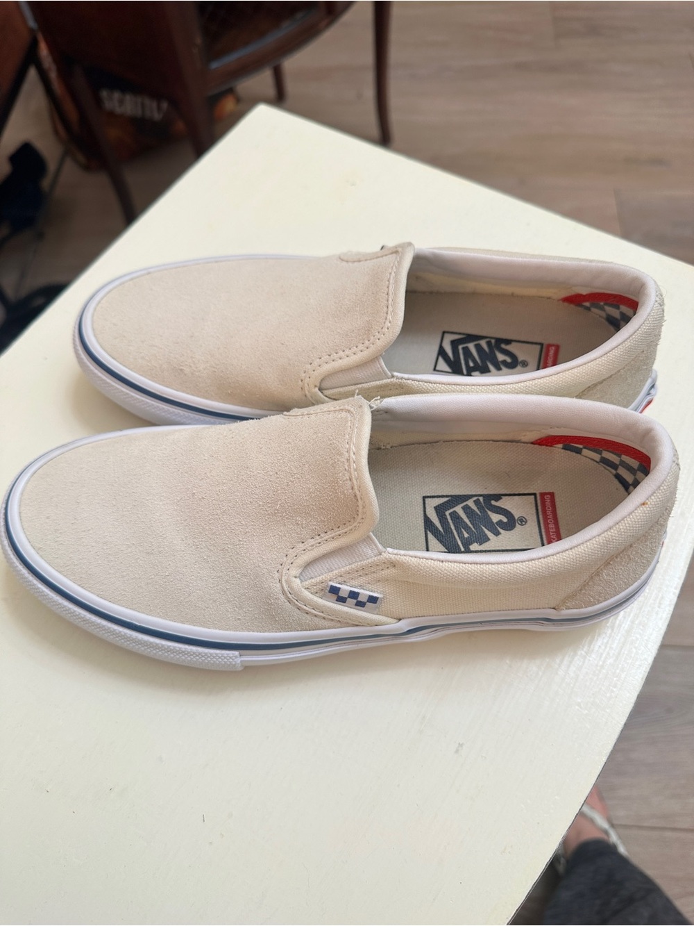 Vans Slip-On Suede Loafers — Cream